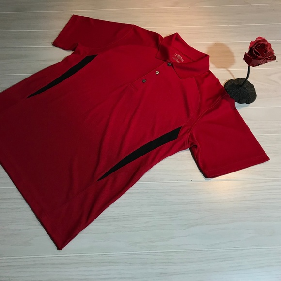 PGA Tour red Golf Polo Shirt short sleeve 3 buttons - Picture 1 of 6
